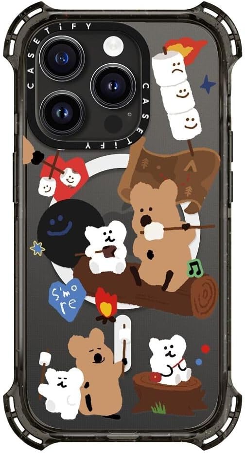 CASETiFY Bounce iPhone 15 Pro Case [6X Military Grade Drop Tested / 21.3ft Drop Protection/Compatible with Magsafe] - Cute Prints - S'More ! - Clear Black