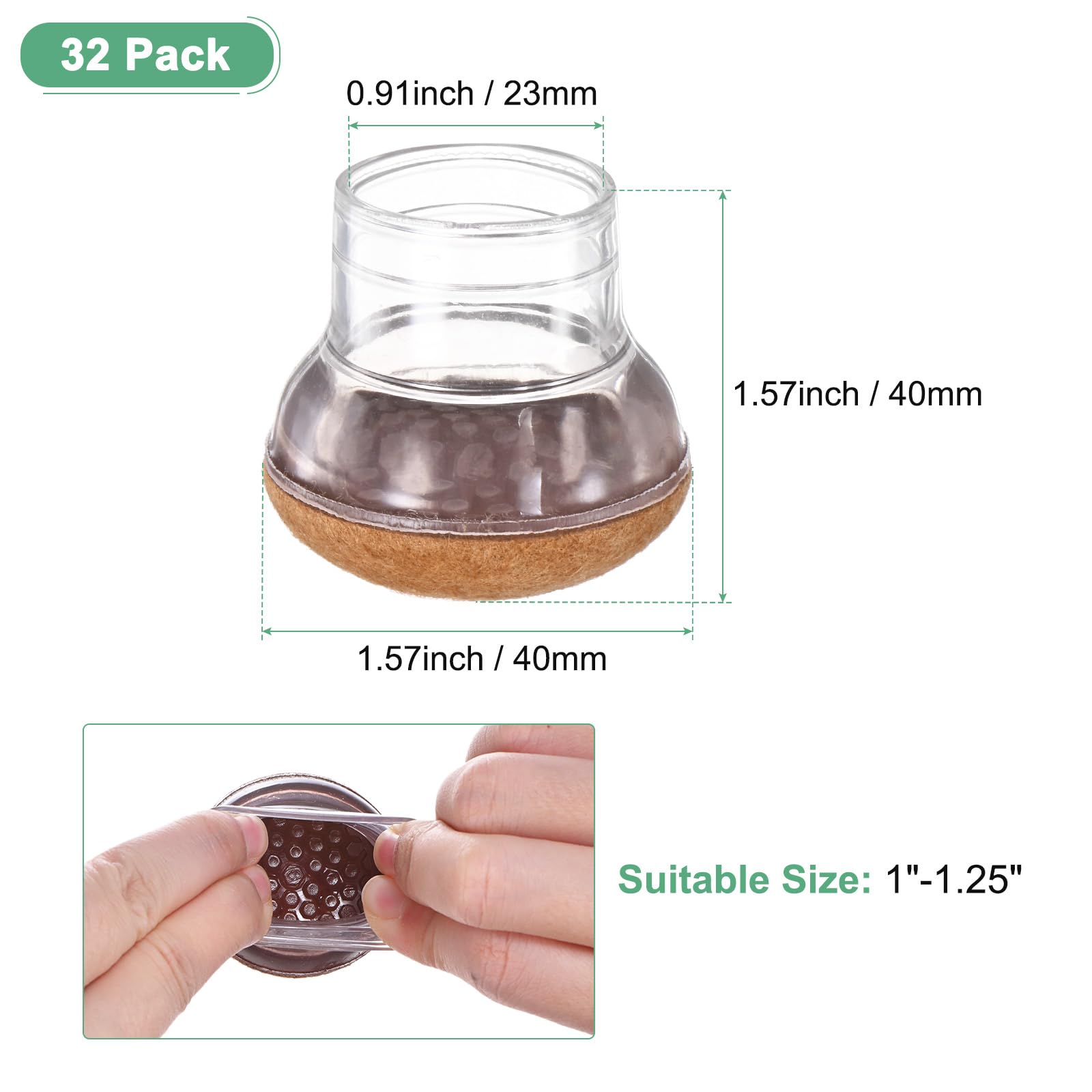 M METERXITY 32-Pack Chair Leg Floor Protectors - Image 3