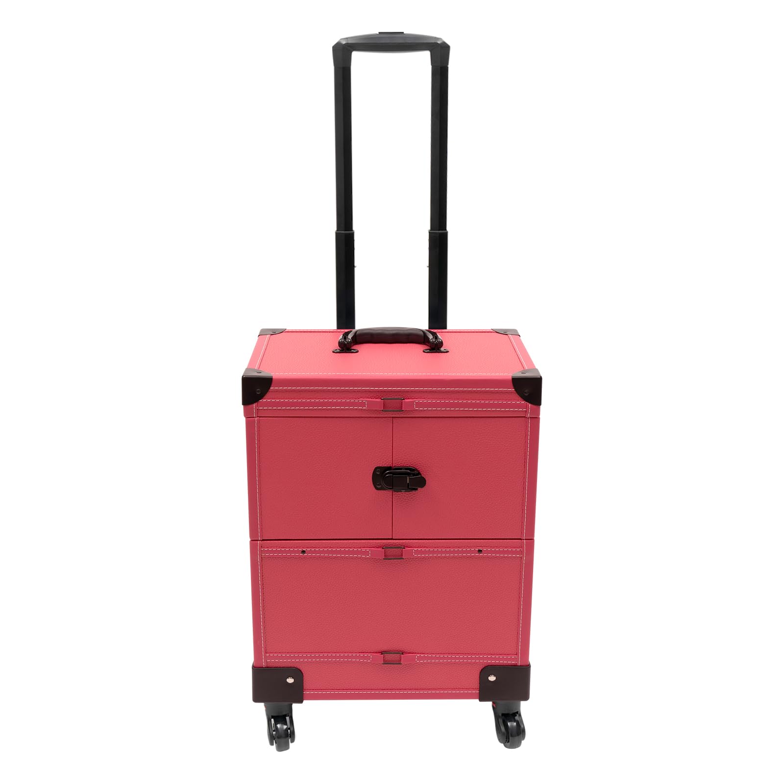Kosmetikkoffer Trolley, Kosmetikkoffer Schminkkoffer mit 4 Rollen, Abschließbar Friseurkoffer Rollkoffer, bis zu 50kg, Friseurwerkzeug-Organizer für Haarschneiden, Make-up, Friseure (Rose)