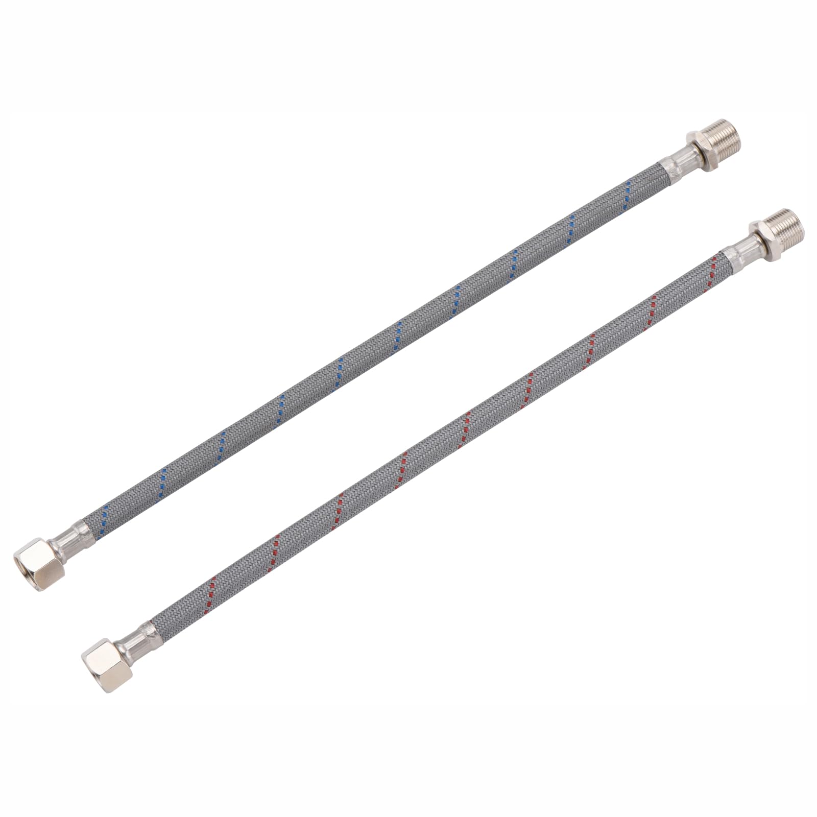 RULIA Conector de manguera de suministro de grifo, 11.8 pulgadas de largo x 9/16 hembra x 9/16 macho manguera de extensión de grifo, línea de suministro trenzada de nailon, paquete de 2, RB2030
