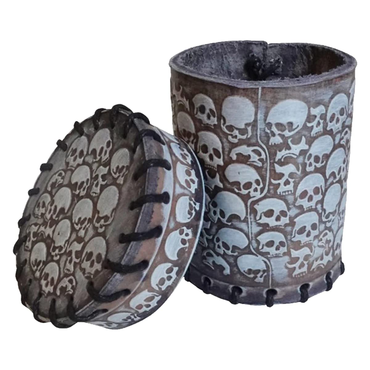 Q Workshop Macabre Leather Gray Dice Cup - Holds Up To 20 Dice For DND, RPG, Tabletop Gaming - View #4