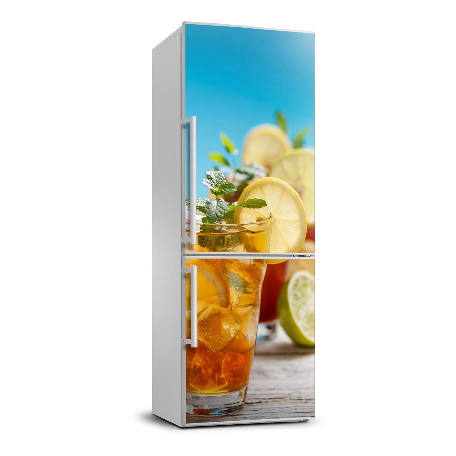Vinilo adhesivo para nevera 70x190 cm diseño Té helado para decoración de cocina moderna
