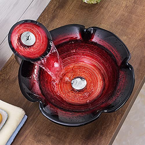 Vasque sur le dessus en verre trempé rouge, un chef-d'œuvre de design floral