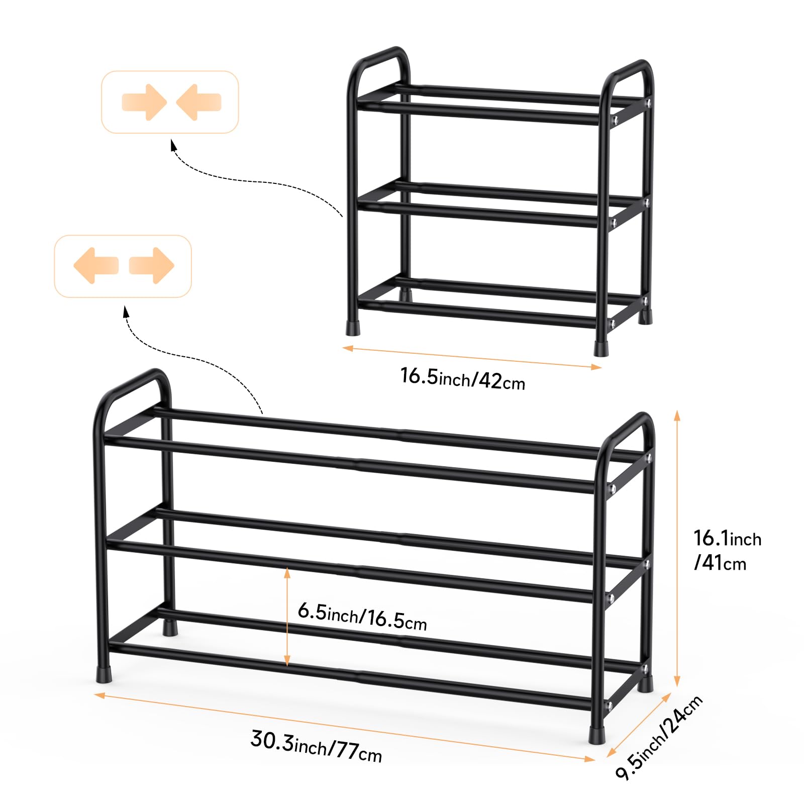 esonstyle 3 Tier Expandable Shoe Rack - Image 2