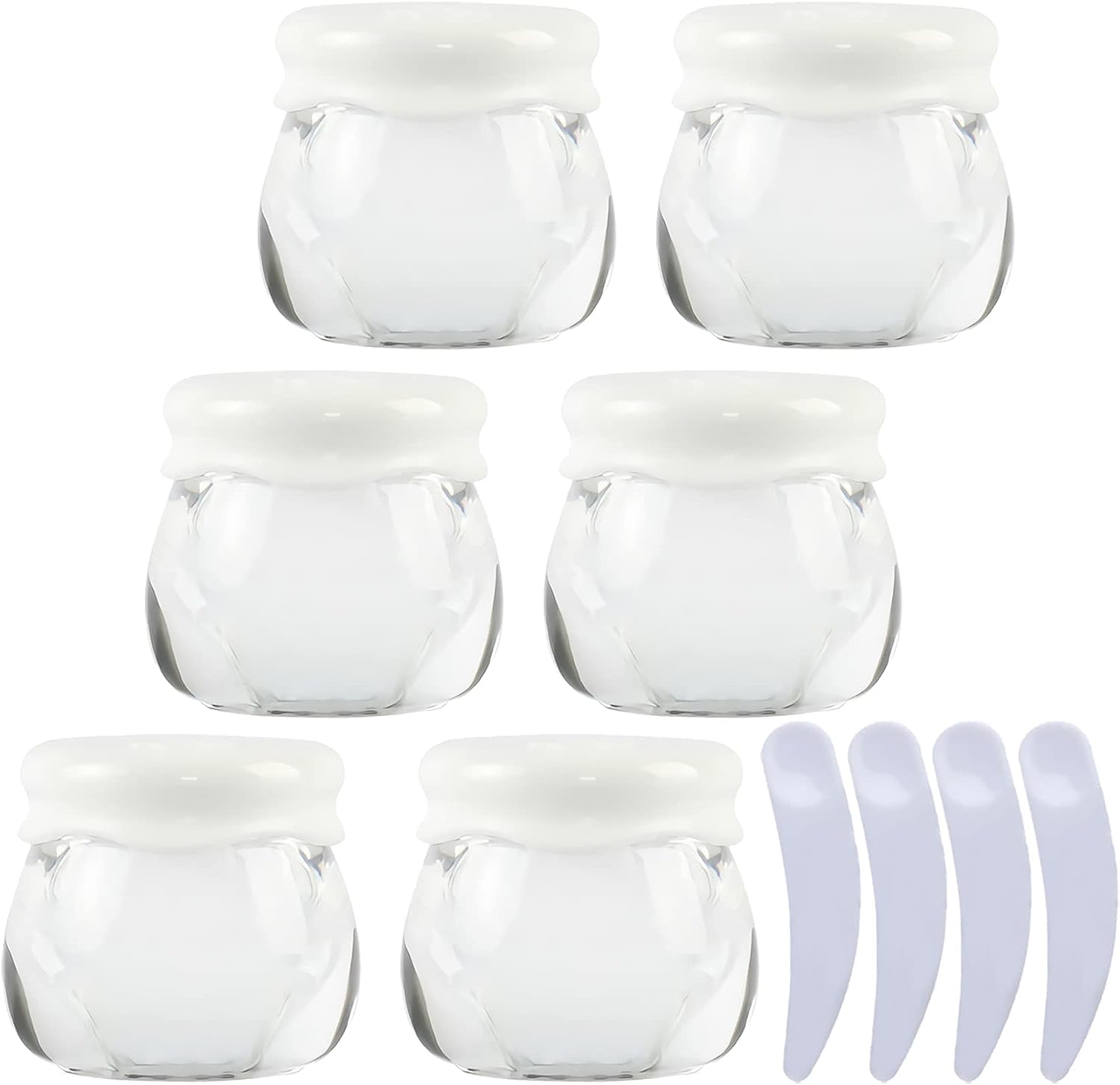 dfEDRd Plastic Cosmetic Jar, Pack of 6, Empty Pink 10ml Container Face CreamTravel Bottle + 4 X Spatula(Clear)