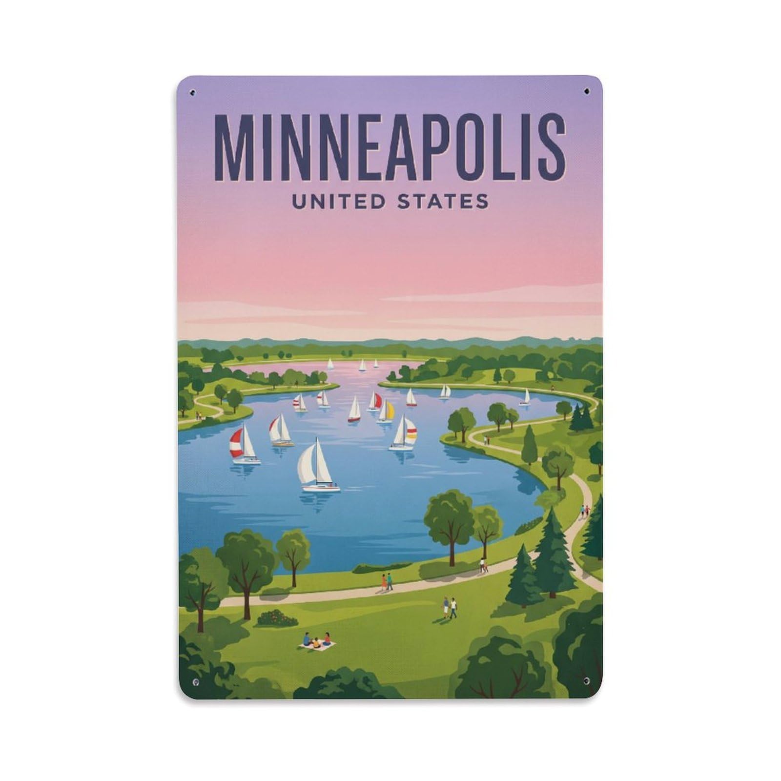Xanthor Style Retro Travel Usa Minneapolis Metal Tin Sign