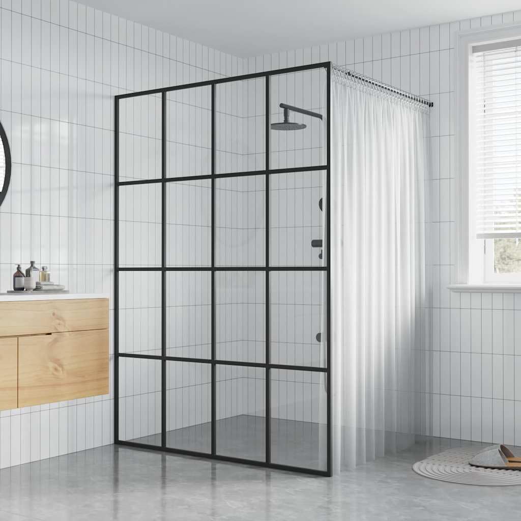 Parete doccia walk-in, vetro di sicurezza da 5 mm, 140 x 195 cm, telaio in alluminio, 4 pezzi, regolabile, paraspruzzi, bagno, sanitario, facile da montare