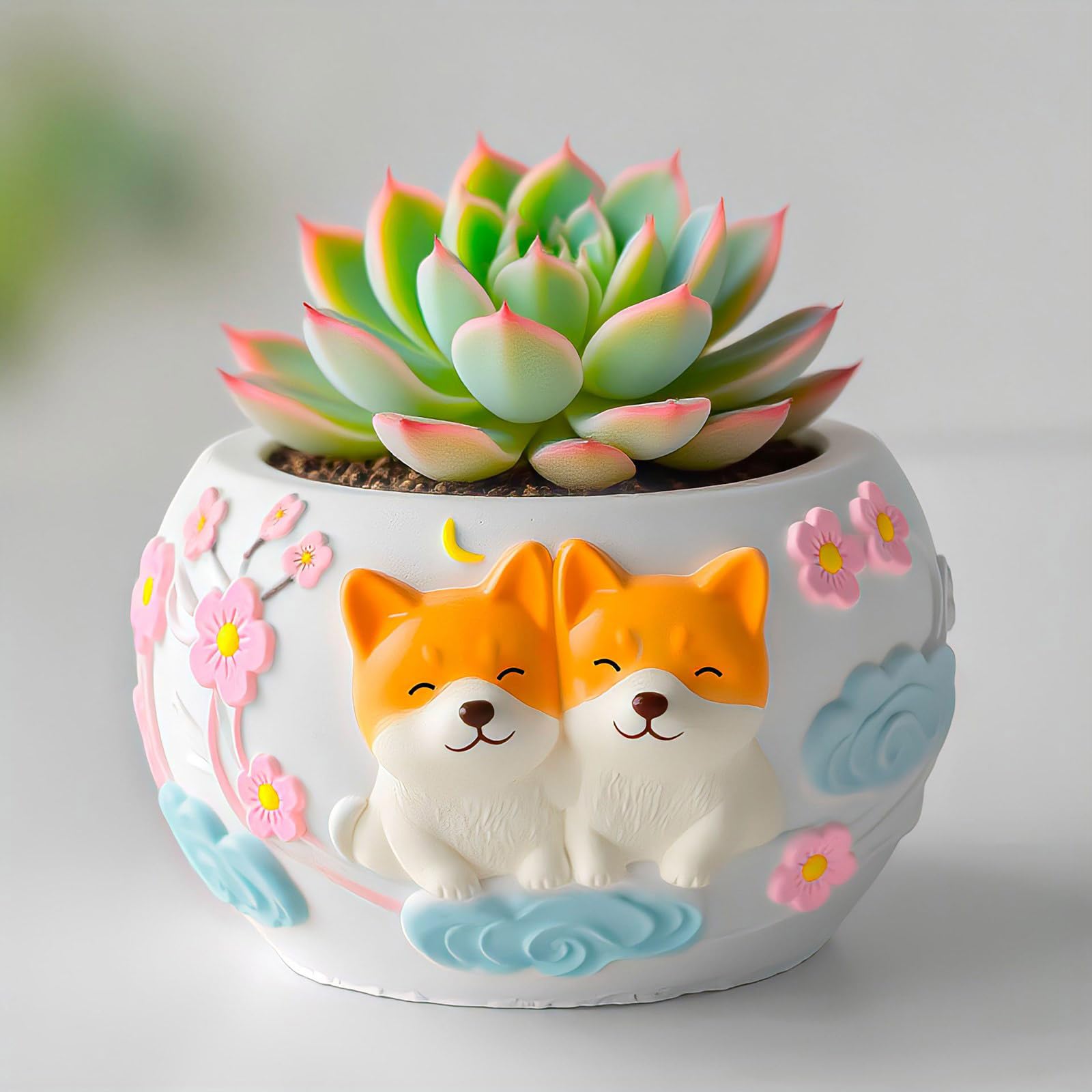 Molde de silicona para animales de compañía, herramienta artesanal reutilizable con patrones en relieve para decoraciones, molde para macetero de cemento y hormigón