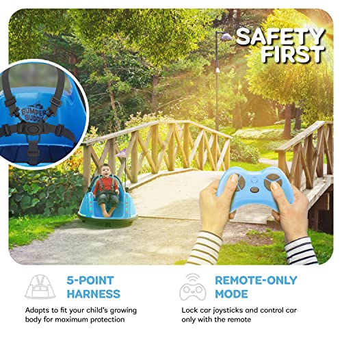 bumper buddy ride on electric car for kids amp toddlers 12v 2-speed ages 1 2 3 4 5 year old boys - remote control baby boy riding bumping toy gifts cars toys gift toddler 12-18 months age kid