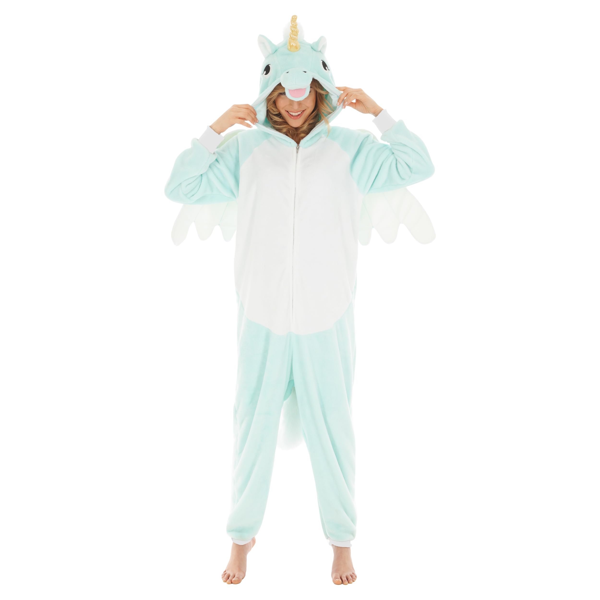Chaks - Einhorn Overall mit Kapuze, Onesie für Damen und Herren