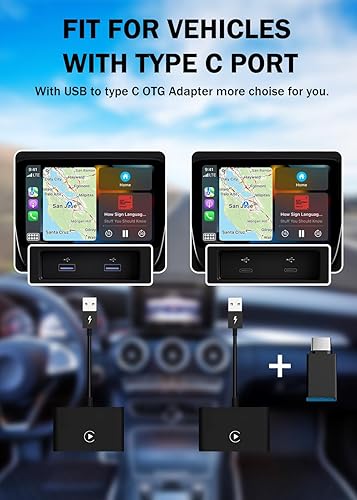 Miniatura 6 de Tuliyet Adaptador inalámbrico CarPlay, Plug & Play convierte CarPlay con cable a inalámbrico, convierte CarPlay con cable a inalámbrico, apto para