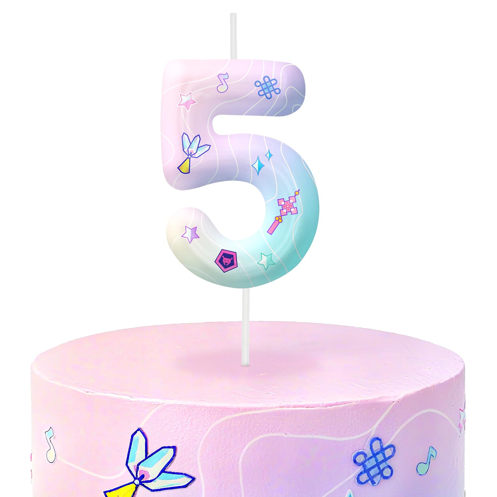 Kpop Number 5 Birthday Candles for Birthday Decorations and Cake Topper