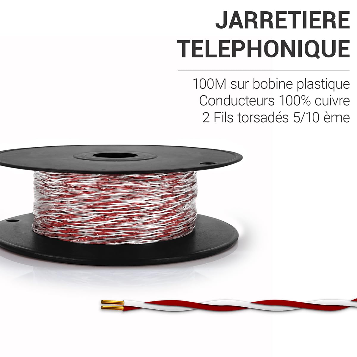 Waytex 36500-Giarrettiera telefonico 2 fili, 100 m, colore: rosso/bianco