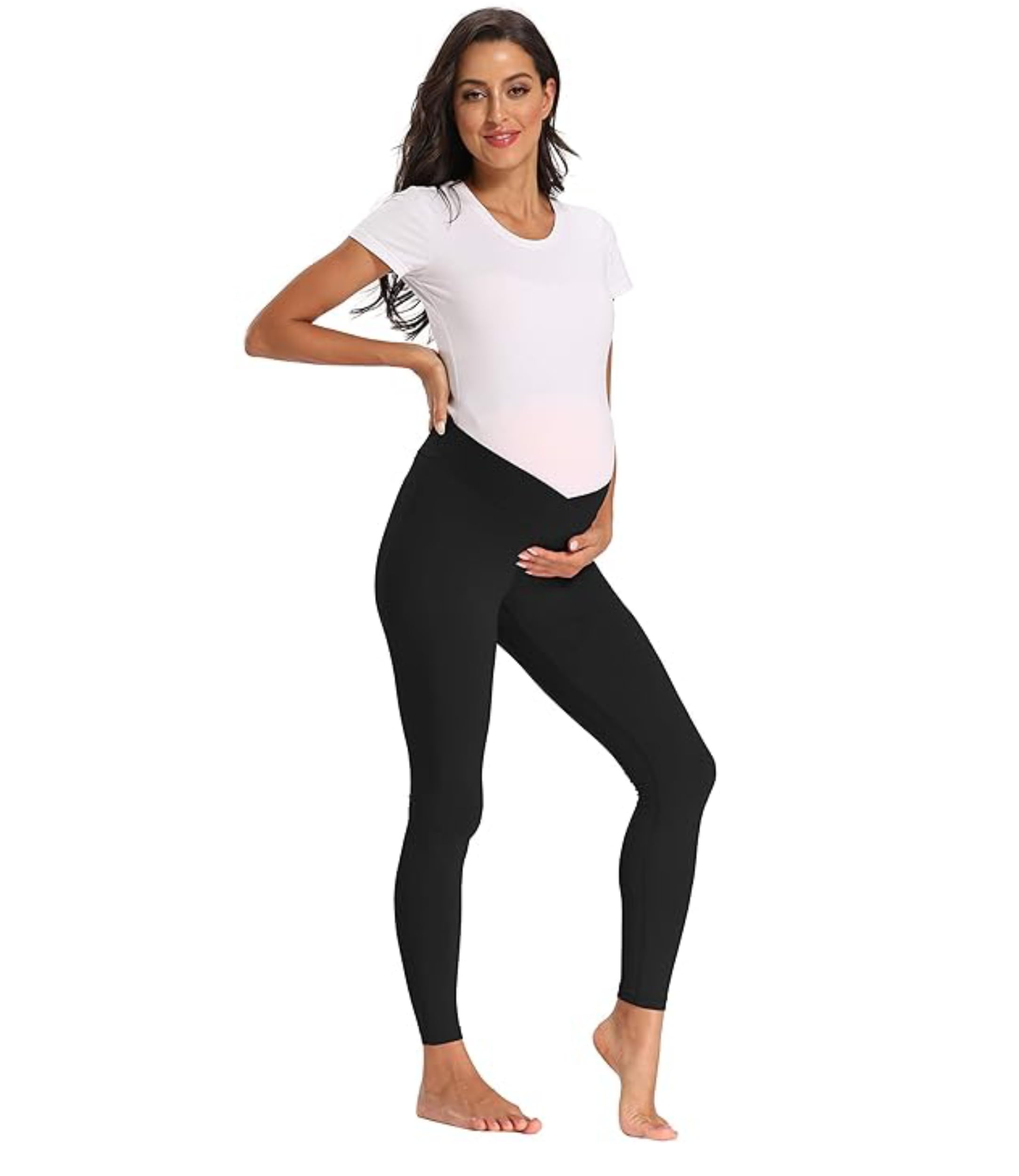 Khwaish Store Women's Low V-Shape Under The Belly Full Coverage Soft Support Full Length Maternity Pant, Jegging, Legging (in, Alpha, L, Regular, Big, Black) - Image 4 thumbnail