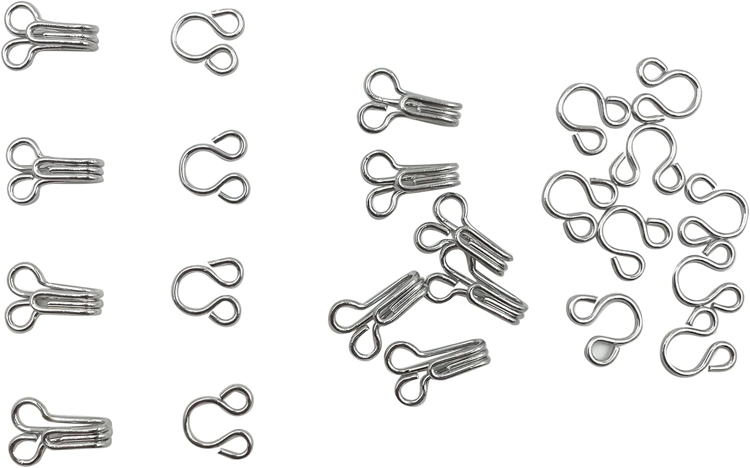 100 Set Copper Sewing Hooks and Eyes Closure Silver Black