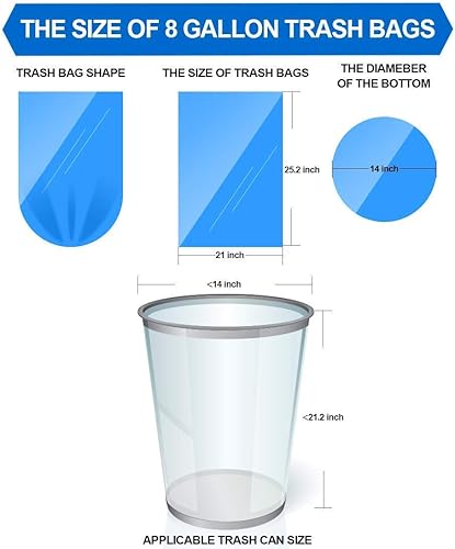 Miniatura 6 de FORID - Bolsas de basura pequeñas medianas de 8 galones y bolsas de basura FORID de 4 galones, 300 unidades en 10 rollos, bolsas pequeñas duraderas