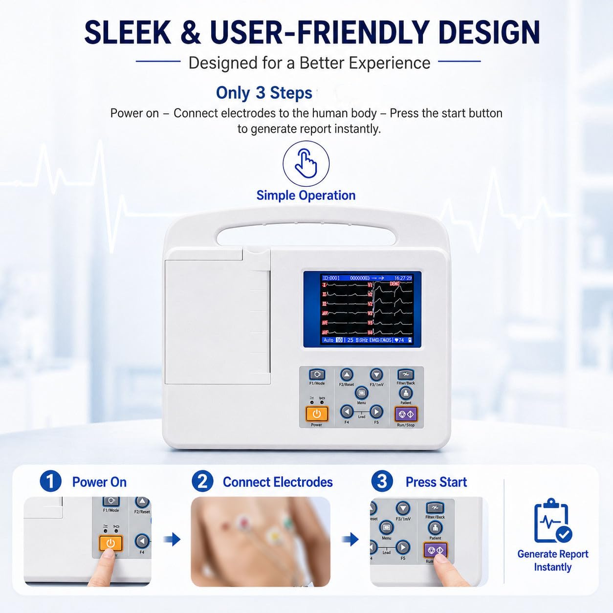 Macchina EKG Digitale e Monitor Cardiaco Portatile per la Casa