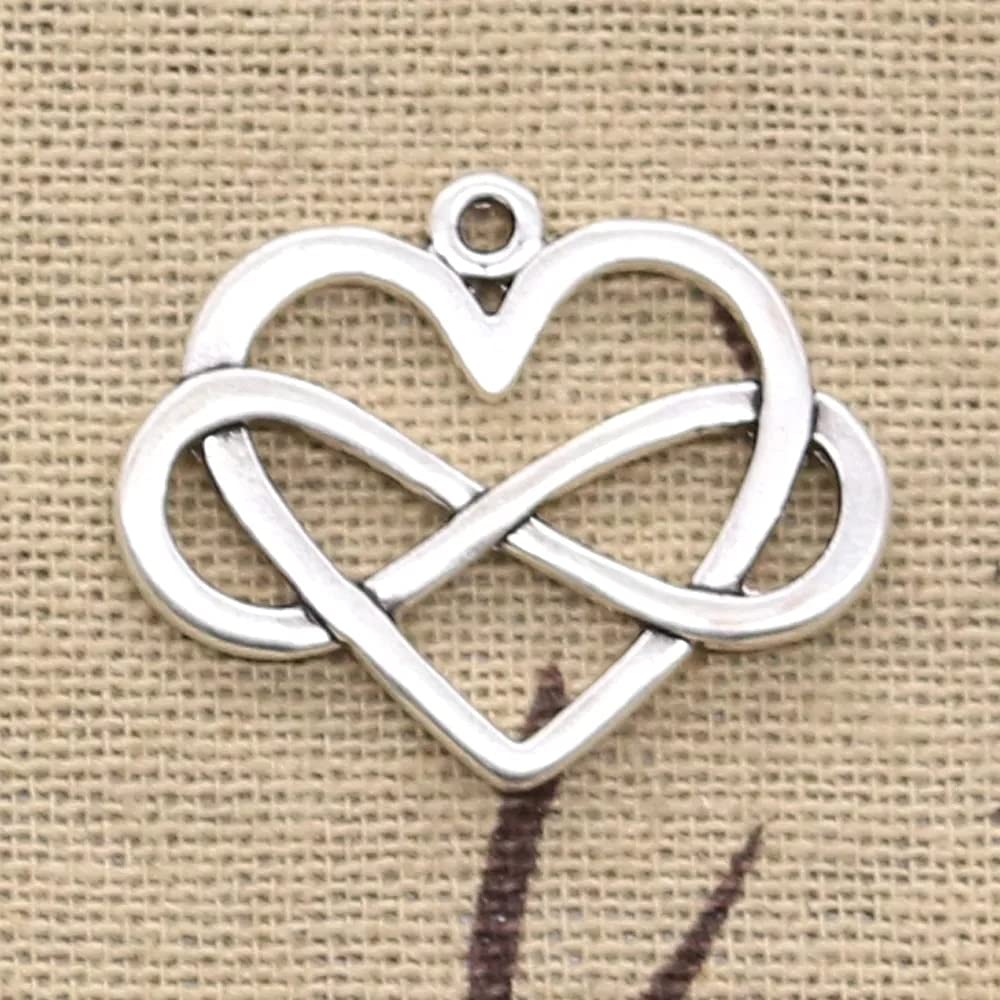 FZSWD 12pcs Charms Heart Infinity Love Forever 22X27mm Antique Silver Color Pendants Diycrafts Making Findings Tibetan Jewelry