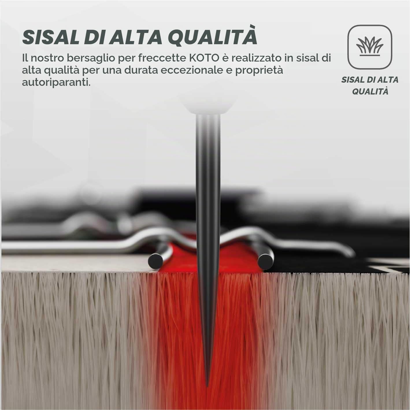 KOTO – King Classic Dartboard, Misura Ufficiale, Sisal Africano e Fibre, Tecnologia Filo Sottile, Bersaglio Freccette Professionale
