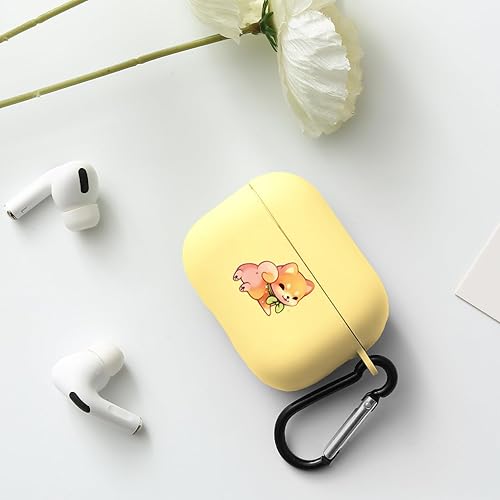 Miniatura 7 de JOYLAND Linda funda Shiba Inu compatible con Airpods Pro 2 generación amarillo suave TPU, soporta carga inalámbrica a prueba de golpes funda