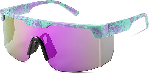 FEISEDY Gafas de sol Mujeres Hombres Deportes, 80s Visor Retro Neon Square Gafas de Sol, Sombras Miorred UV400 B0004