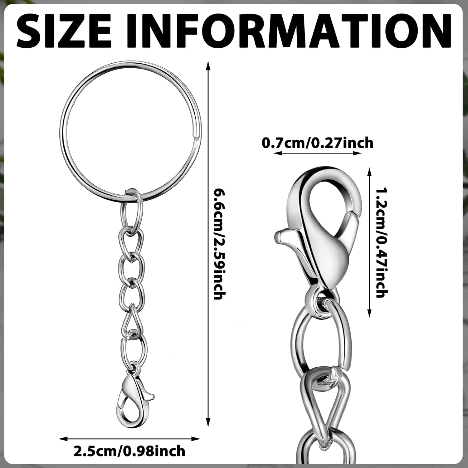 Sasylvia 200 Pcs Keychain Rings with Chain Key Chain Making Kit Include Split Keyring Open Jump Rings Lobster Clasp for Crafts Jewelry Making Supplies Silver