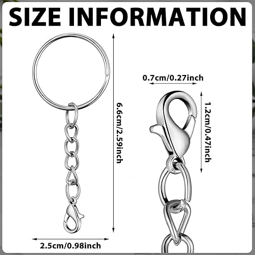 Vista 3 de Sasylvia Juego de 200 llaveros con cadena para hacer llaveros, incluye llavero dividido, anillos abiertos, cierre de langosta para manualidades