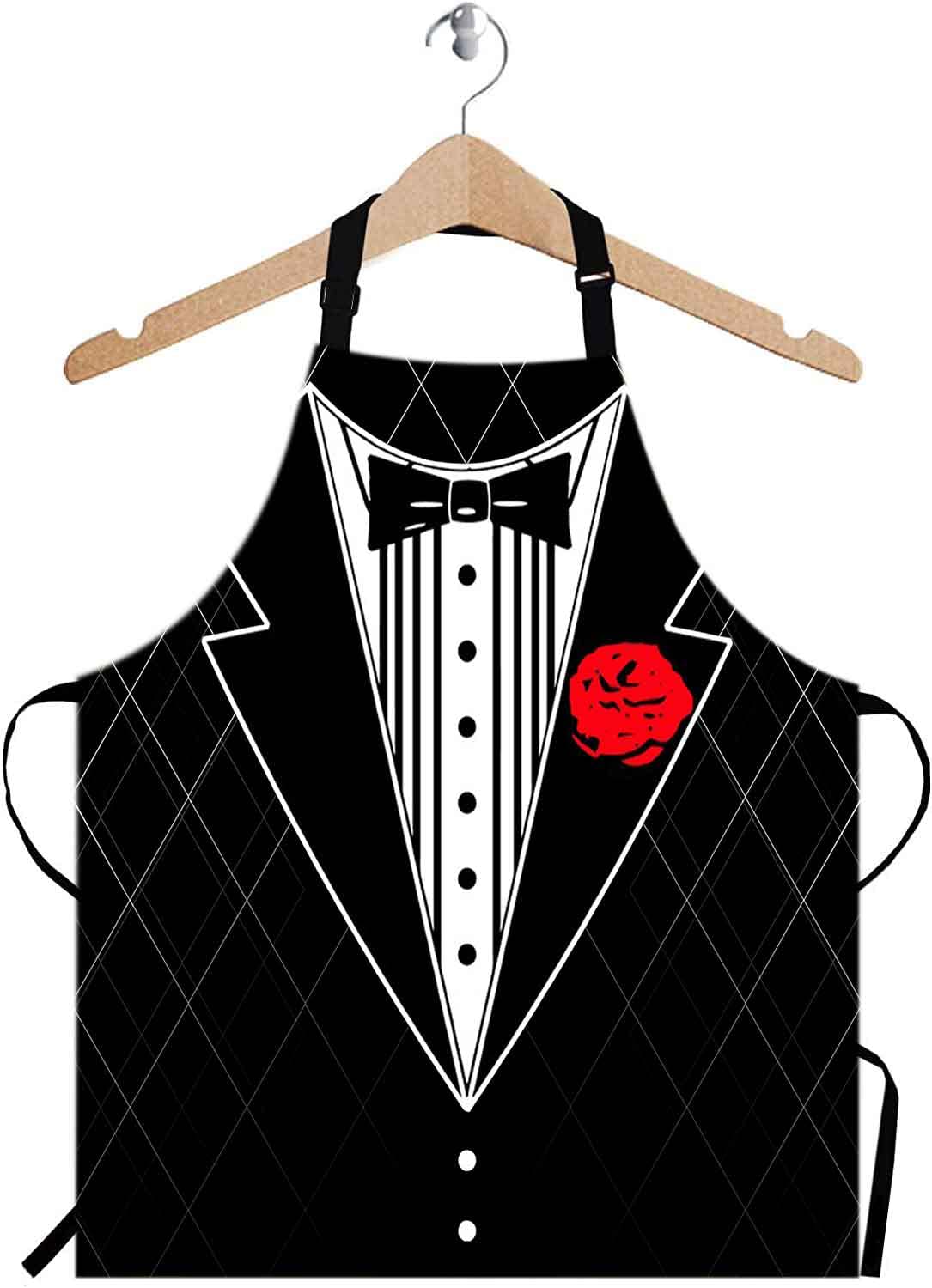 Amazon.com: FHZON Suit Kitchen Apron Black Men's Suit White Shirt and Bow  Tie Fashion Business Dress Durable Cooking Bib Double Pocket Adjustable  Neck Customizable 33.5inx27.5in WQZSFH5: Home & Kitchen