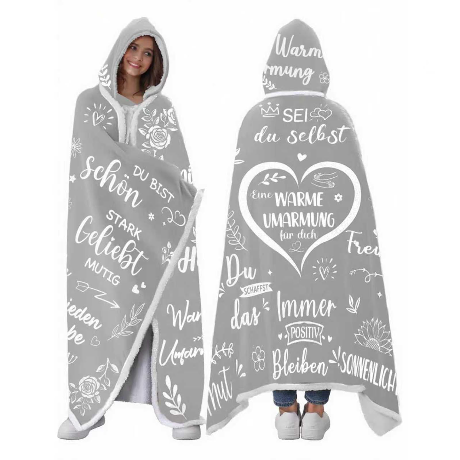Geschenke für Freundin, Umarmung Decke mit ärmeln Mutmacher Geschenk für Frauen und Beste Freundin, Geschenke für Beste Freundin Frauen Mama Schwester Kollegin zum Weihnachten Geburtstag