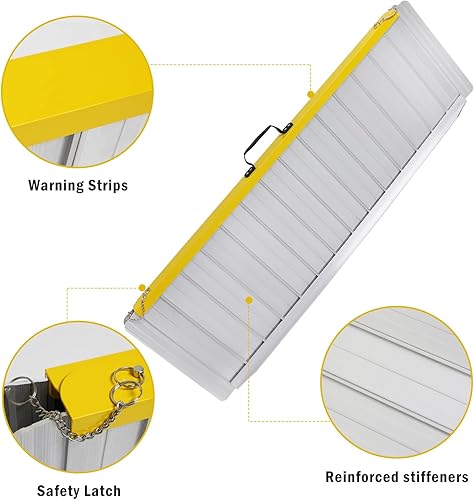 Miniatura 5 de Rampa portátil para silla de ruedas de 4 pies, 48.6 pulgadas de largo x 31.5 pulgadas de ancho, rampa plegable para silla de ruedas, rampa para