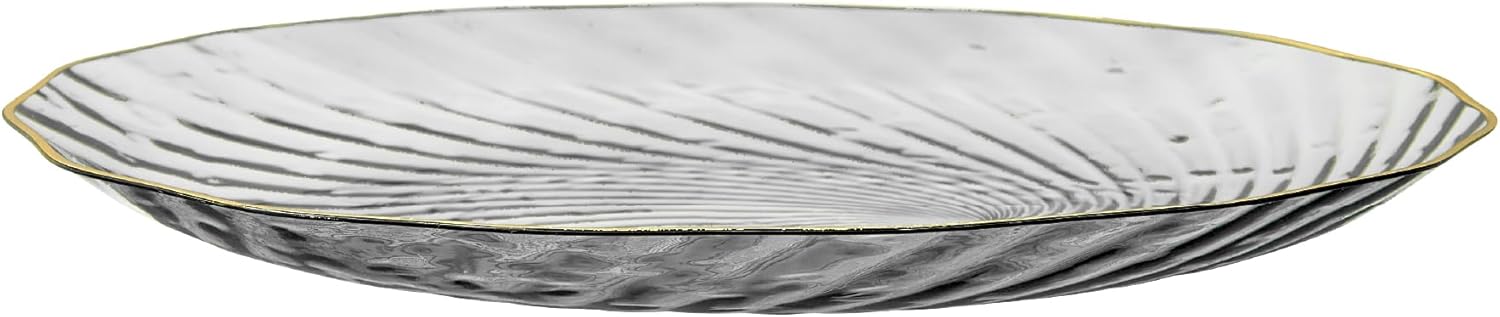 PLASTICPRO 30 Pack Elegant Plastic Plates 9 inch Clear with Gold Rim Spiral Design Disposable Plastic Dinner Plates - Image 9