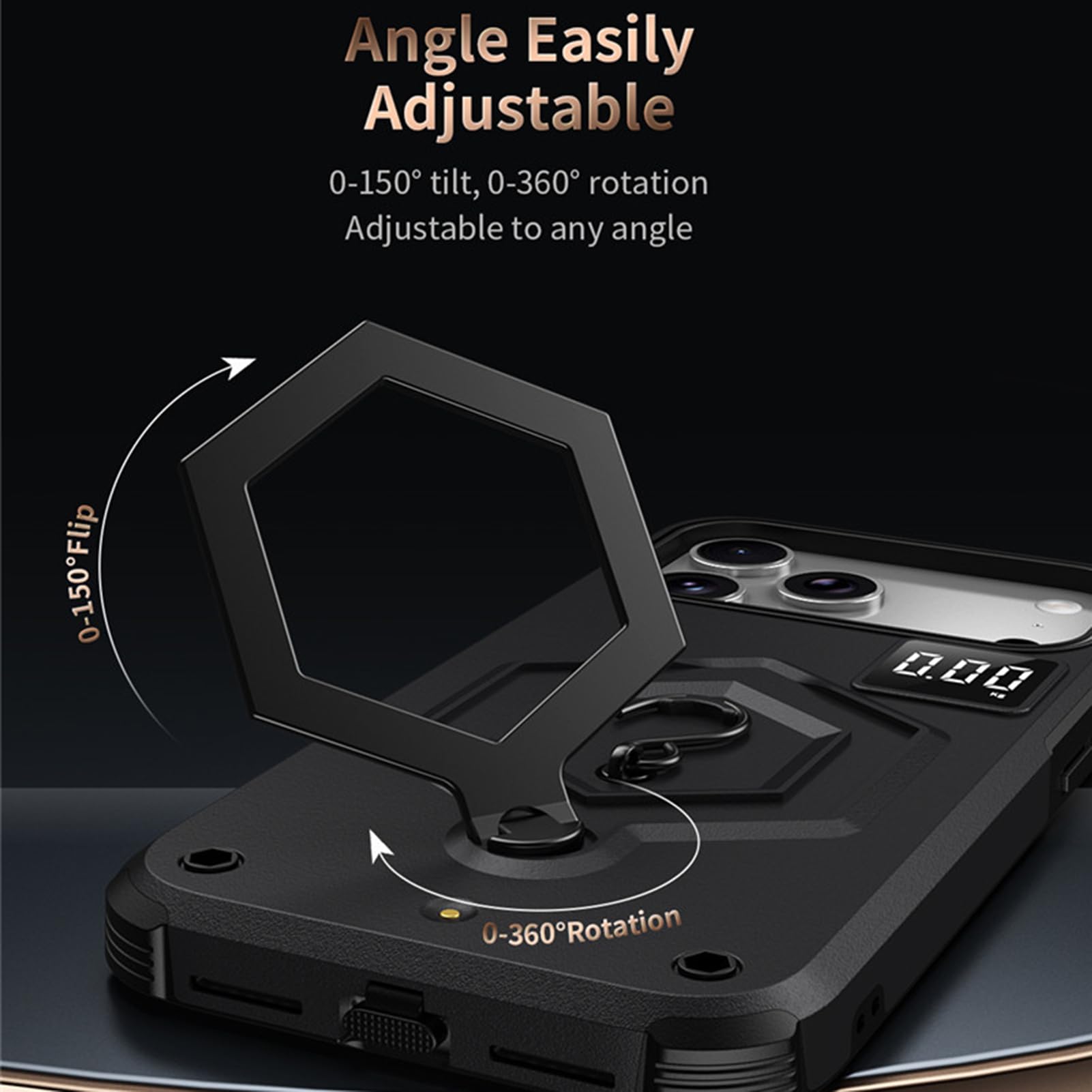 Schlanke Hülle Für iPhone 17 Pro Max/17 Pro/Air/17, Verstellbarem Ständer, Militär Schutzhülle Rutschfestem Griff Stoßfest Handyhüllen,Schwarz,17 Pro