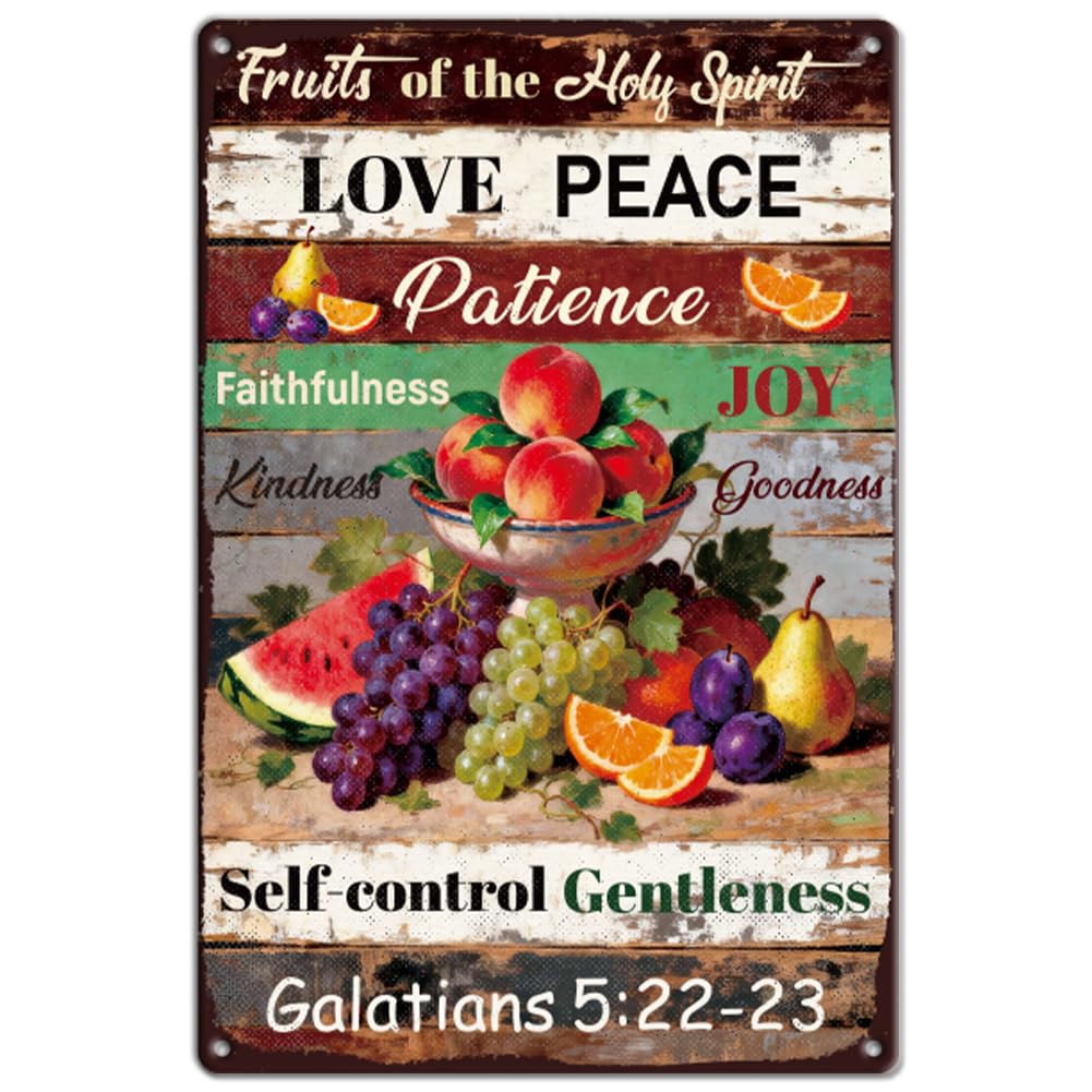 SUPERDANT Metal Signs Fruit Tin Signs Bible Verse Plaque Colorful Iron Rectangle Kitchen Cafe Bar Living Room Decor Gift 20x30cm
