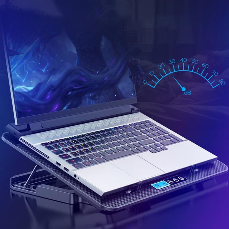 Tosuny Tappetino di Raffreddamento con Ventola per Laptop Tappetino di Raffreddamento Rapido Portatile per Studenti/professionisti Rete da 18 Pollici (Il display LCD intelligente visualizza Muto)