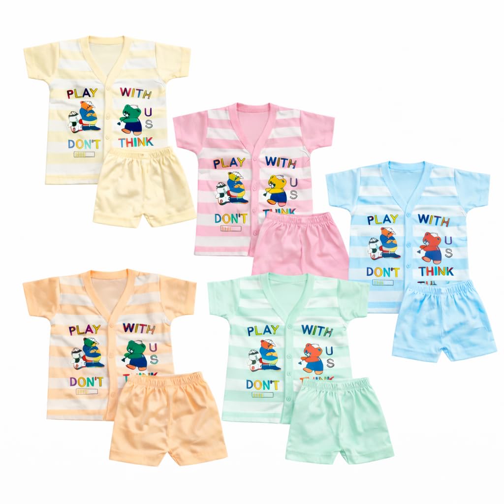 Keshuyoka Pack of 5 Newborn Baby Cotton T-Shirt & Shorts Set | Cartoon Print Soft Summer Wear for Infant Boys & Girls - Review, Price and Buying Guide