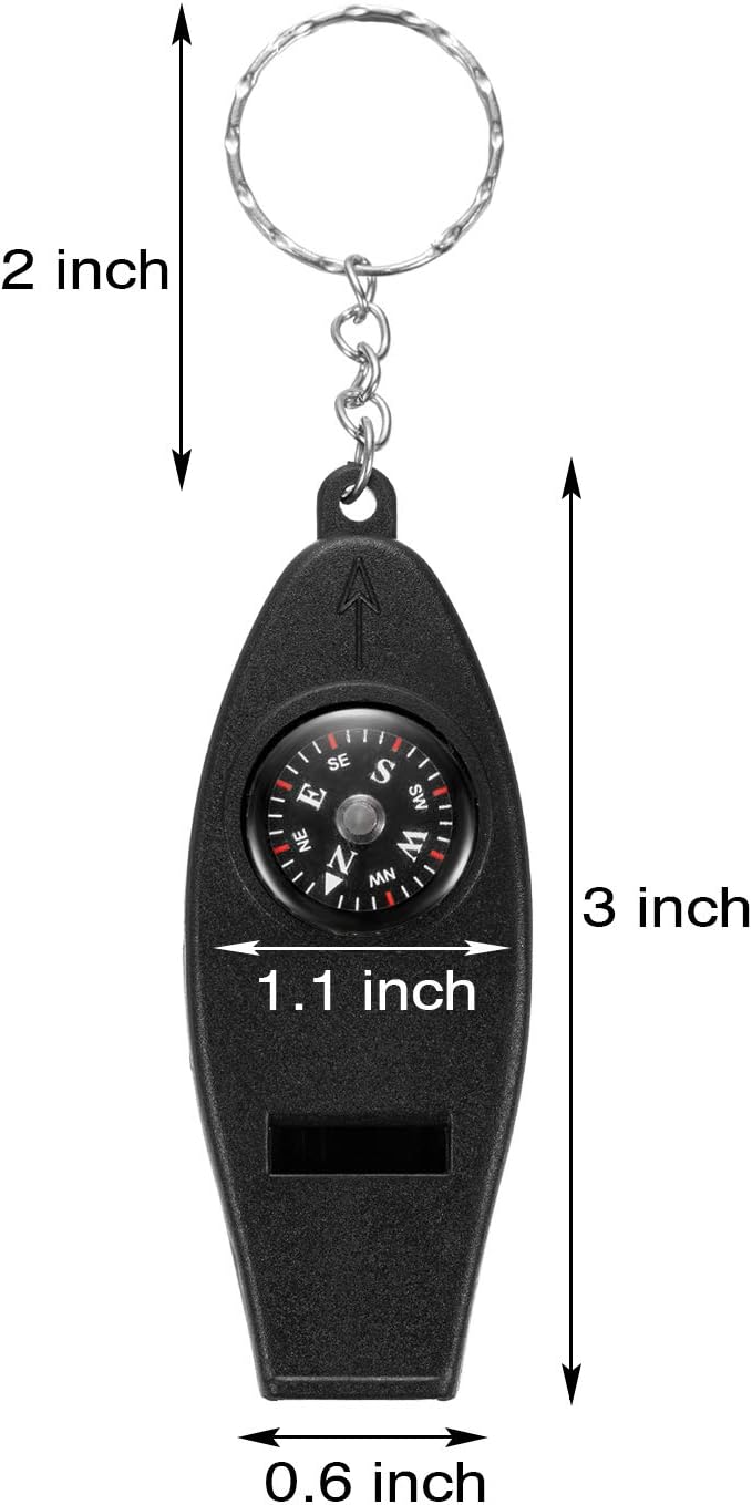 BBTO 16 Pack Multifunctional Whistle Compass Thermometer Magnifier Sports Multi-Function Whistle Emergency Survival Tool