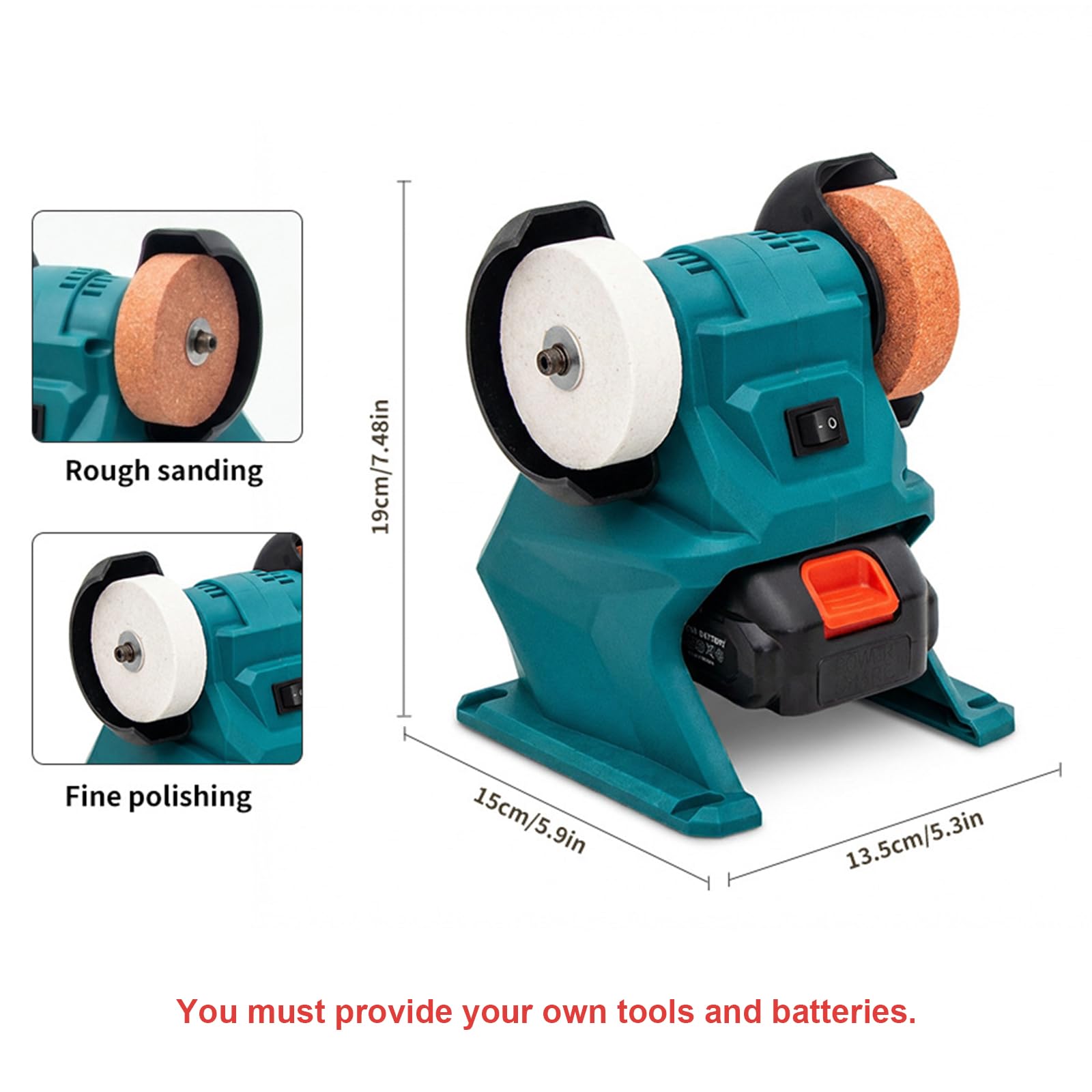 Amoladora de banco eléctrica inalámbrica de 21V, multiherramienta compacta y versátil, lijadora pulidora a 5500 RPM, ideal para afilar cuchillos, taladros y eliminar óxido en acero