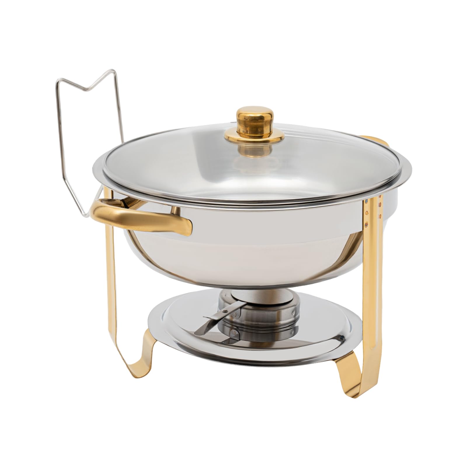 Chafing Dish, set da 5 Qt Chafing Dish Buffet, in acciaio inox rotondo con coperchio trasparente, per ristoranti, caffetterie, hotel