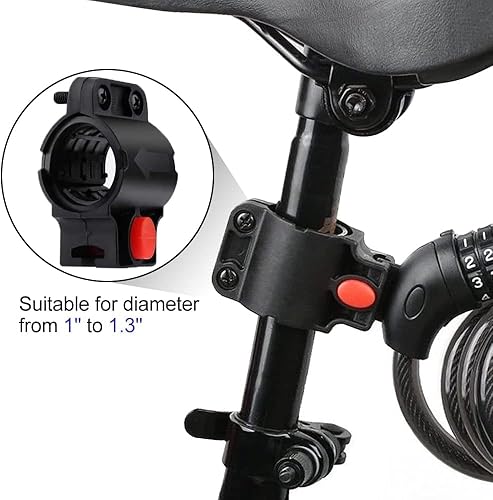 Miniatura 7 de NDakter Candado de bicicleta, cable de bicicleta de 45.6 pies, cerradura de bicicleta de alta seguridad con combinación de 5 dígitos reiniciable,