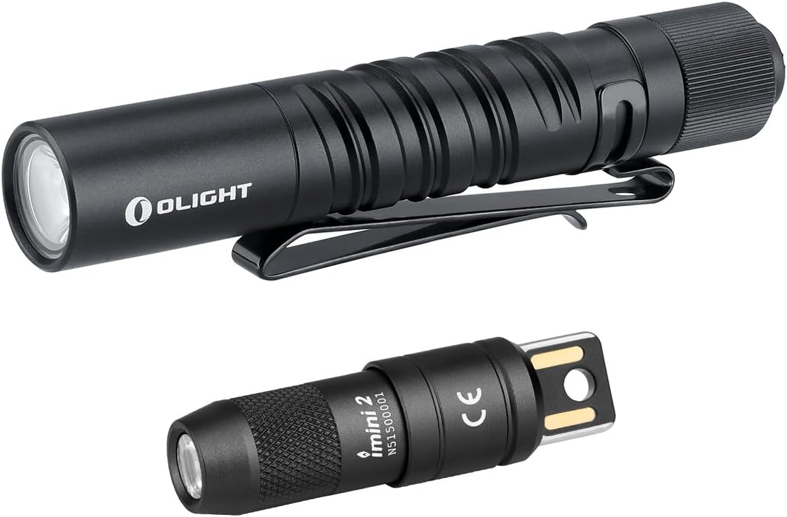 OLIGHT I3T EOS 180 Lumens Dual-Output Slim EDC Flashlight Bundle with IMINI 2 EDC Rechargeable Keychain Flash Light