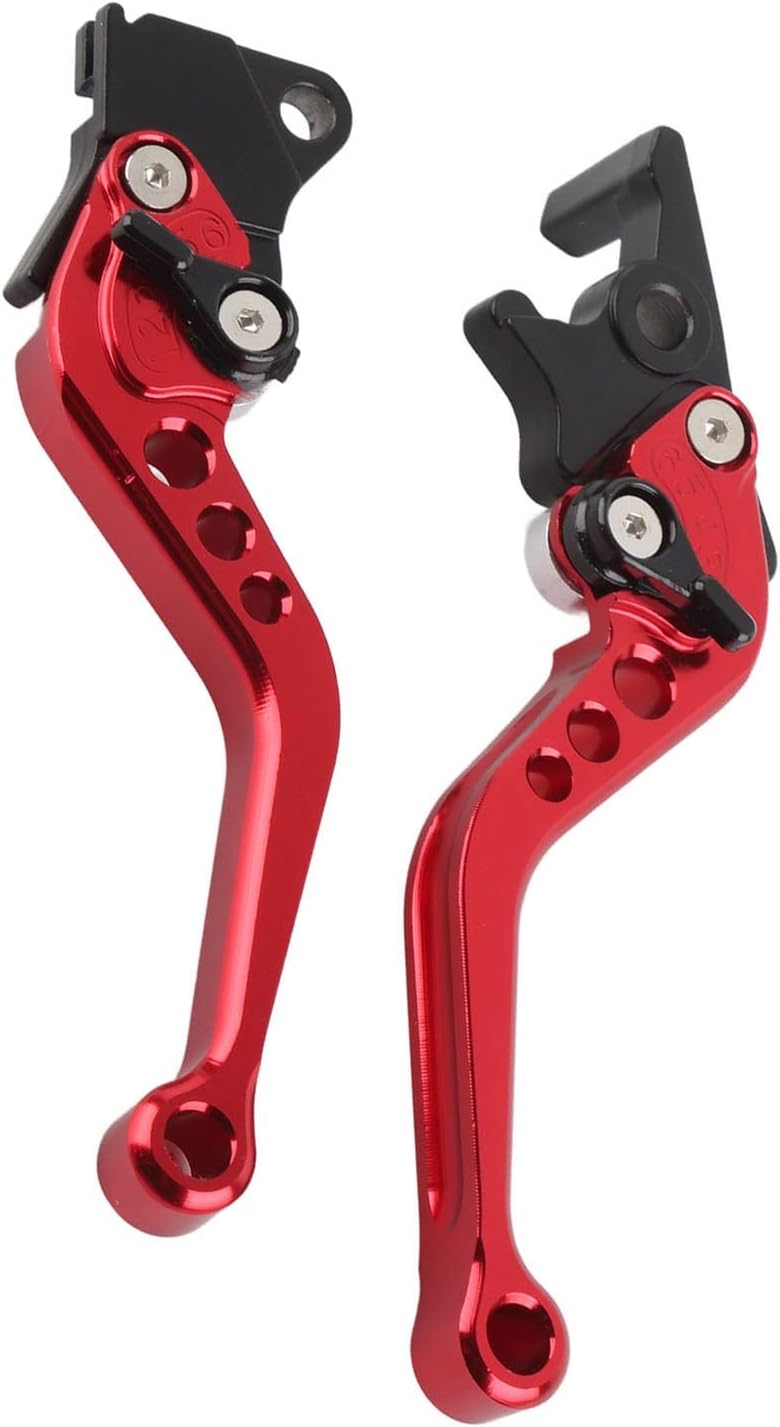 Akozon Aluminum Motorcycle Clutch Drum Brake Lever Handle, Pair (Red)