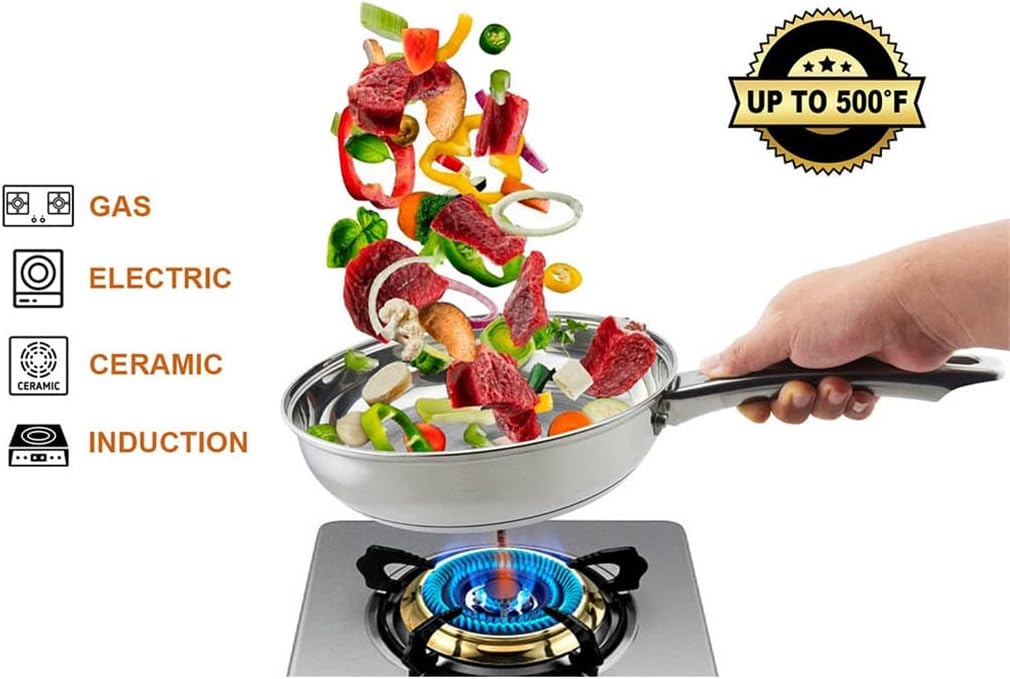 Stainless Steel Pots And Pans Set With Pan Cookware Set With Lid Frying Pan 5 Piece Kitchen Cookware Set (Color : A, Size : As the picture shows) (A As the picture shows)