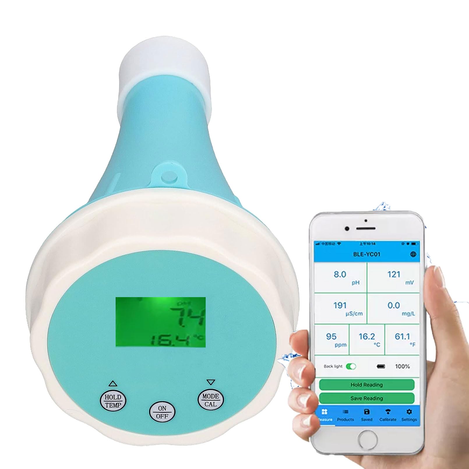 SYUFRE Medidor de Prueba de Agua 6 en 1, probador de Piscina PH EC TDS ORP Temp Analizador de Calidad de Agua Residual con sonda Medidor de Prueba Digital para Agua Potable Piscina Acuario Hidroponía