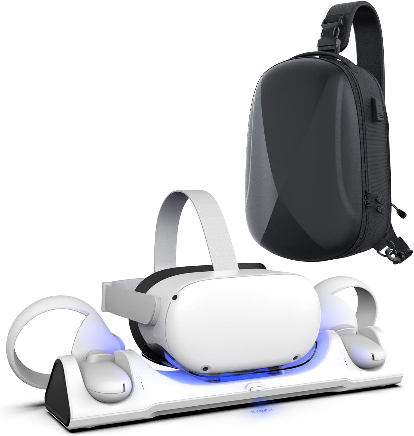 ZYBER Charging Dock for Meta Quest 2, Hard Carrying Case for Meta Quest 2 Quest Pro