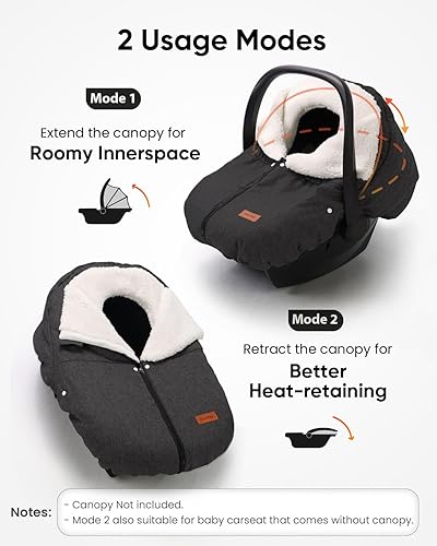 Miniatura 2 de Funda de asiento de automóvil de invierno para asiento de automóvil y cochecito de bebé, toldo para asiento de automóvil infantil para clima frío,