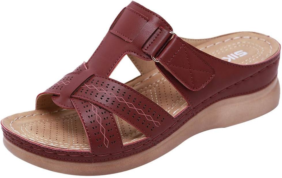 Lucky HWomen's Low Wedge Sandals Slip-on High Heel Platform Open Toe Thick Bottom Slipper for Women,Women Comfy Platform Sandal Shoes Wedge Heel Sandals Open Toe Summer Beach Travel Shoes Slippers