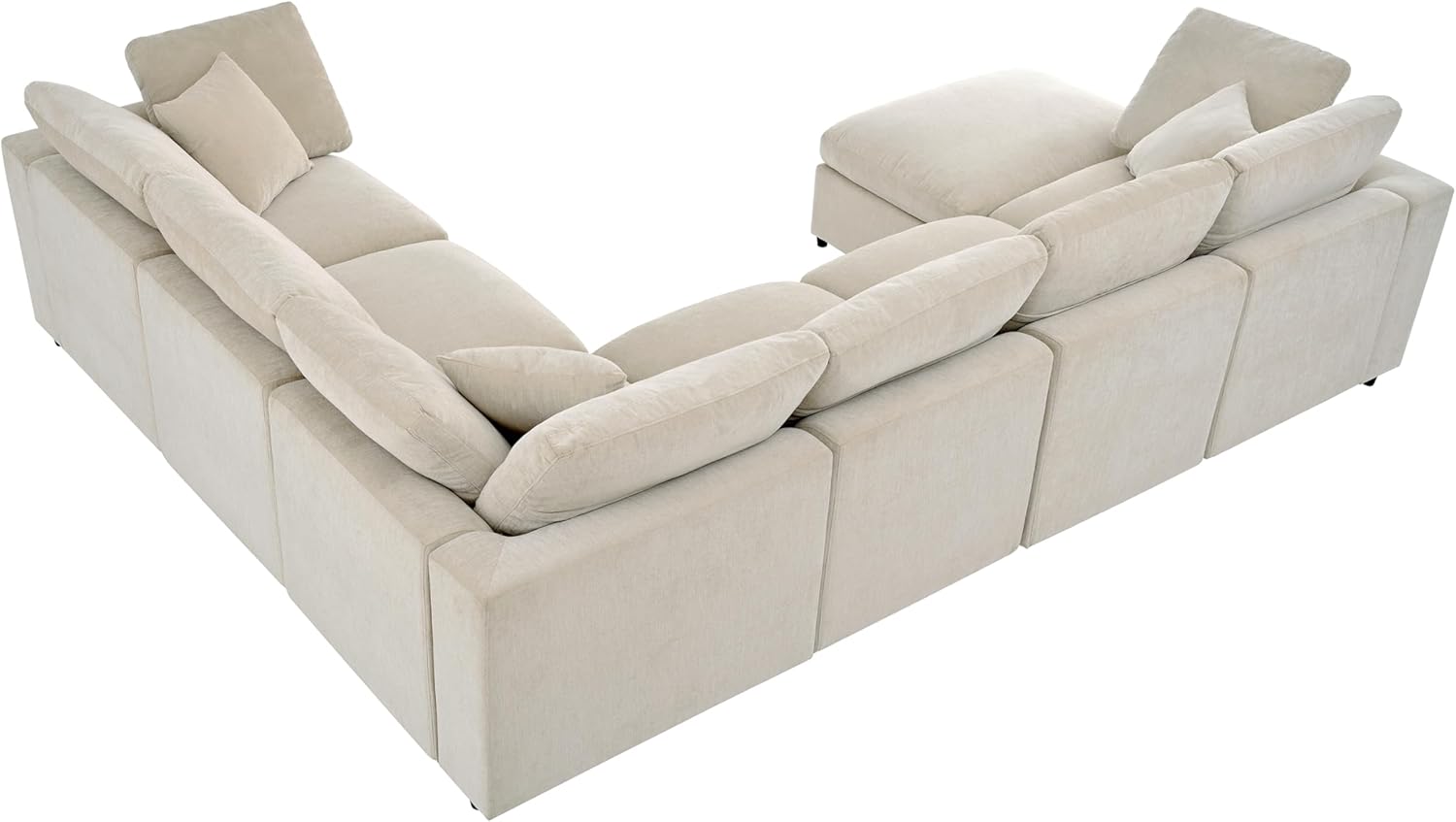 ERYE Oversized Modular Chenille Upholstered Sectional Sofa with Movable Ottoman, 7 Seaters Modular Convertible Couch Spacious Living Room Sofa for Home House Apartment
