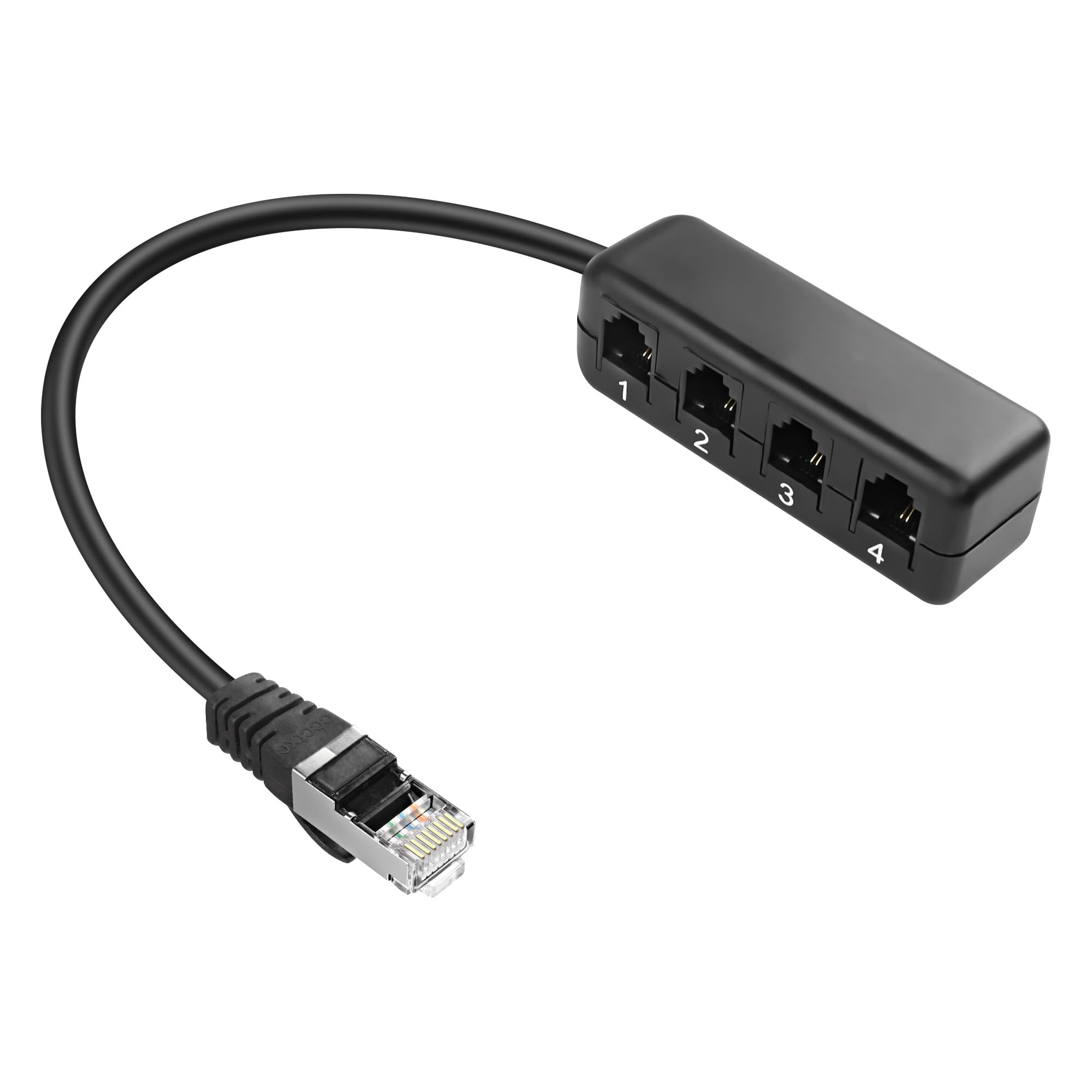 XMSJSIY Ethernet RJ45 to RJ11 Converter RJ45 8P8C Male 1 to 4 Telephone Jack RJ11 6P2C Female Adapter Splitter for Network to Phone Service-1 Pcs