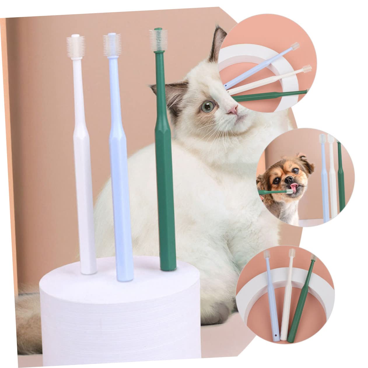 YARNOW Lot De 3 Brosses À Dents Pour Animaux De Compagnie Kit De Soins Pour Animaux De Compagnie Brosses À Dents À Poils Souples Pour Chiens Et Chats Portables 4 Pièces X 3