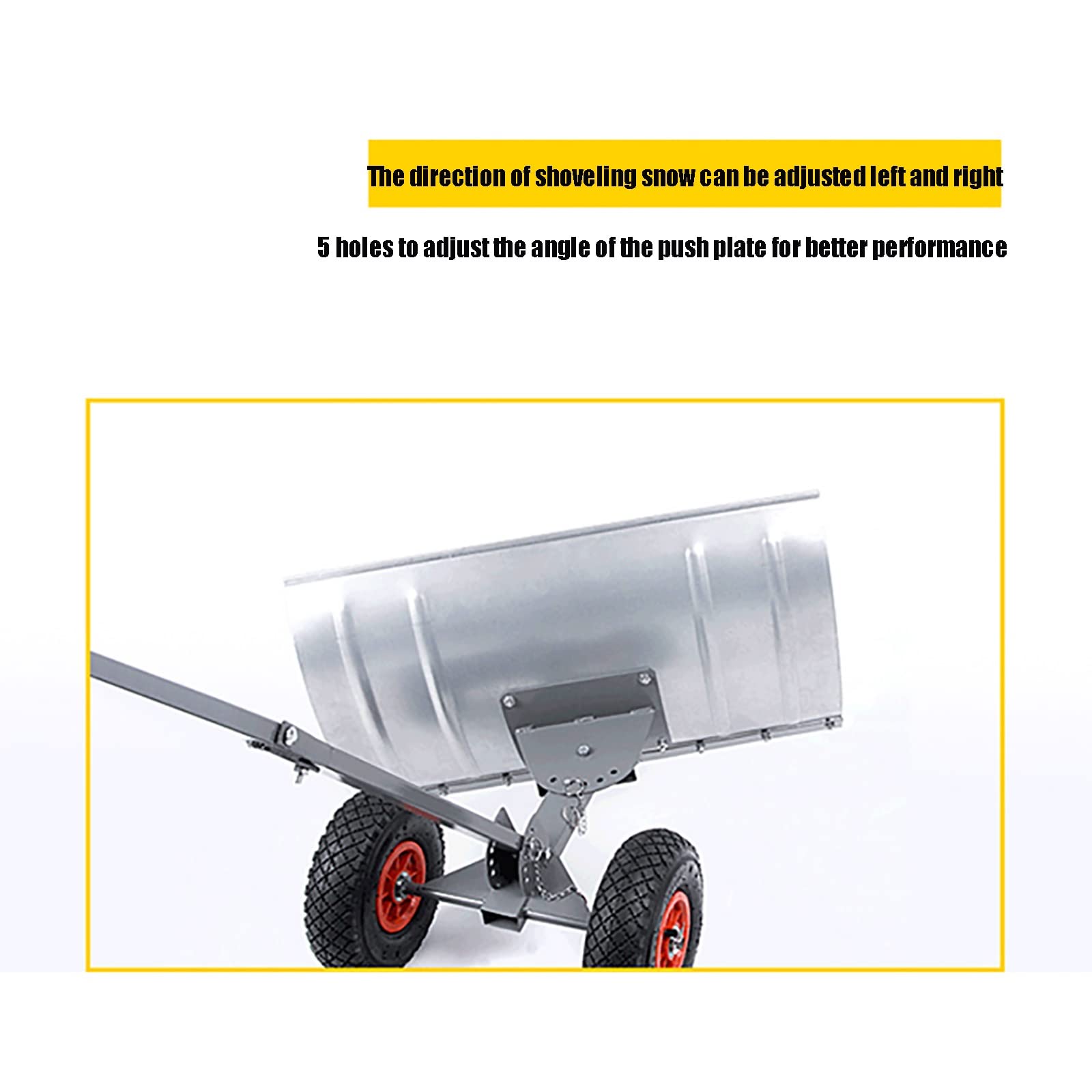Palas de nieve, empujador de nieve rodante con ruedas de 10 pulgadas, empujador de nieve de metal resistente con altura y ángulo ajustables para entrada de coches, jardín, limpieza de pavimento ( Size